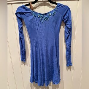 Penche Size Medium Child Blue Dance Dress with Beaded Sequinned Bodice